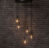 Gotham Industrial Multi Cage Pendant with Bulbs